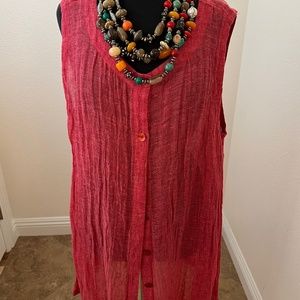 Coral button up vest
